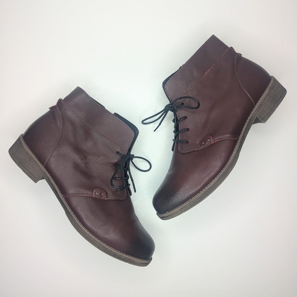 Propet Tatum ankle booties lace up zipper full grain leather burgundy size 11 - Picture 2 of 9